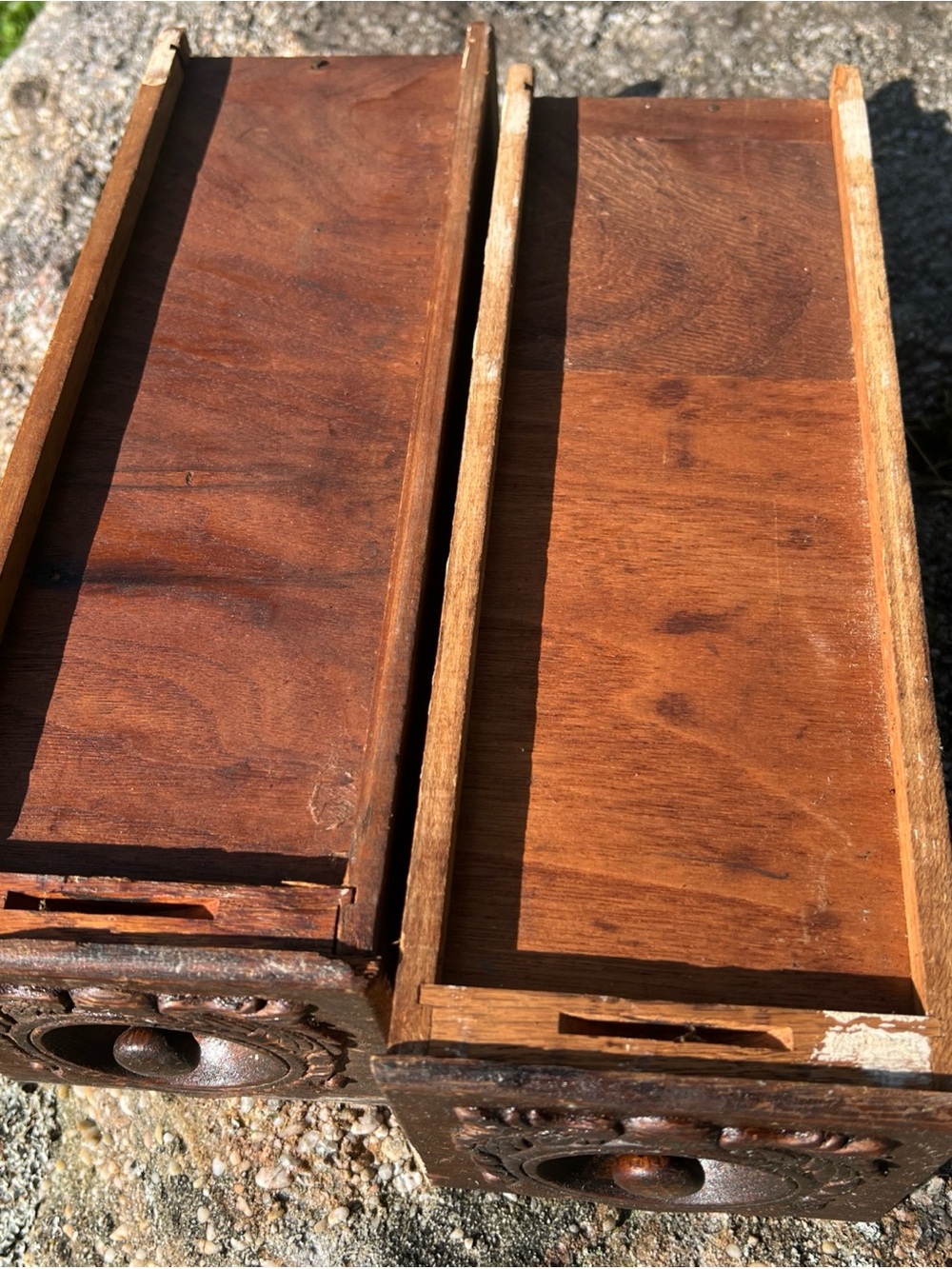 Original Vintage Antique Set of Two Sewing Machine Drawers 12.5x4x4.375" - Picture 7 of 10